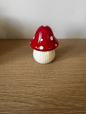 Red Polka Dot Ceramic Mushroom Jar